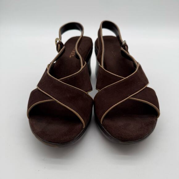 Naturalizer Women's Mathematics Wedge Leather Brown Comfort Cushion Sandals 9 - Picture 4 of 7